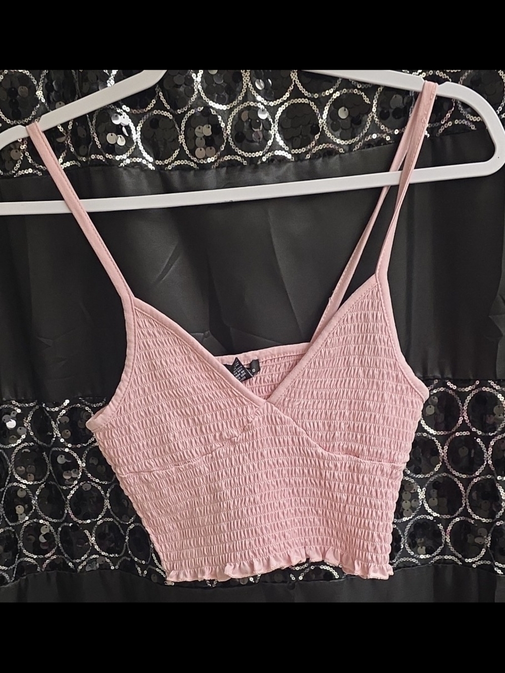 Rue21 Light Pink Smocked V-Neck Crop Camisole